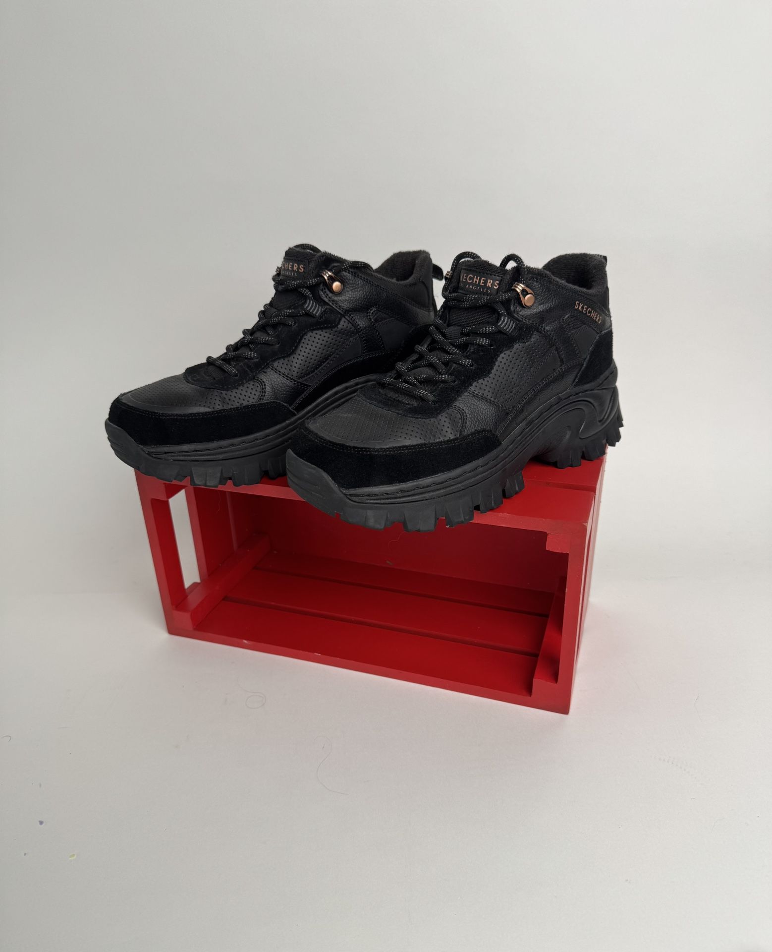 SKECHERS WOMEN STREET BLOX BOOTS/BLACK/SIZE 8.5