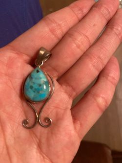 Turquoise Stone Silver Pendant