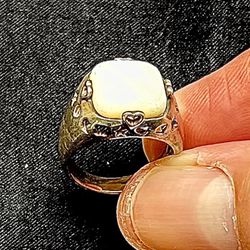 .925 Silver Ring, Unknown Stone, Abalone ?  Size 7.