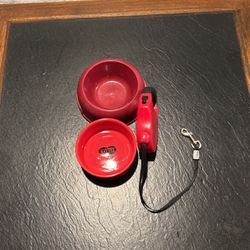 Expandable Leash For Dogs And Ceramic And Food Bowl