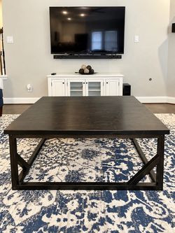 45” x 45” x 18” Dark Walnut Coffee Table