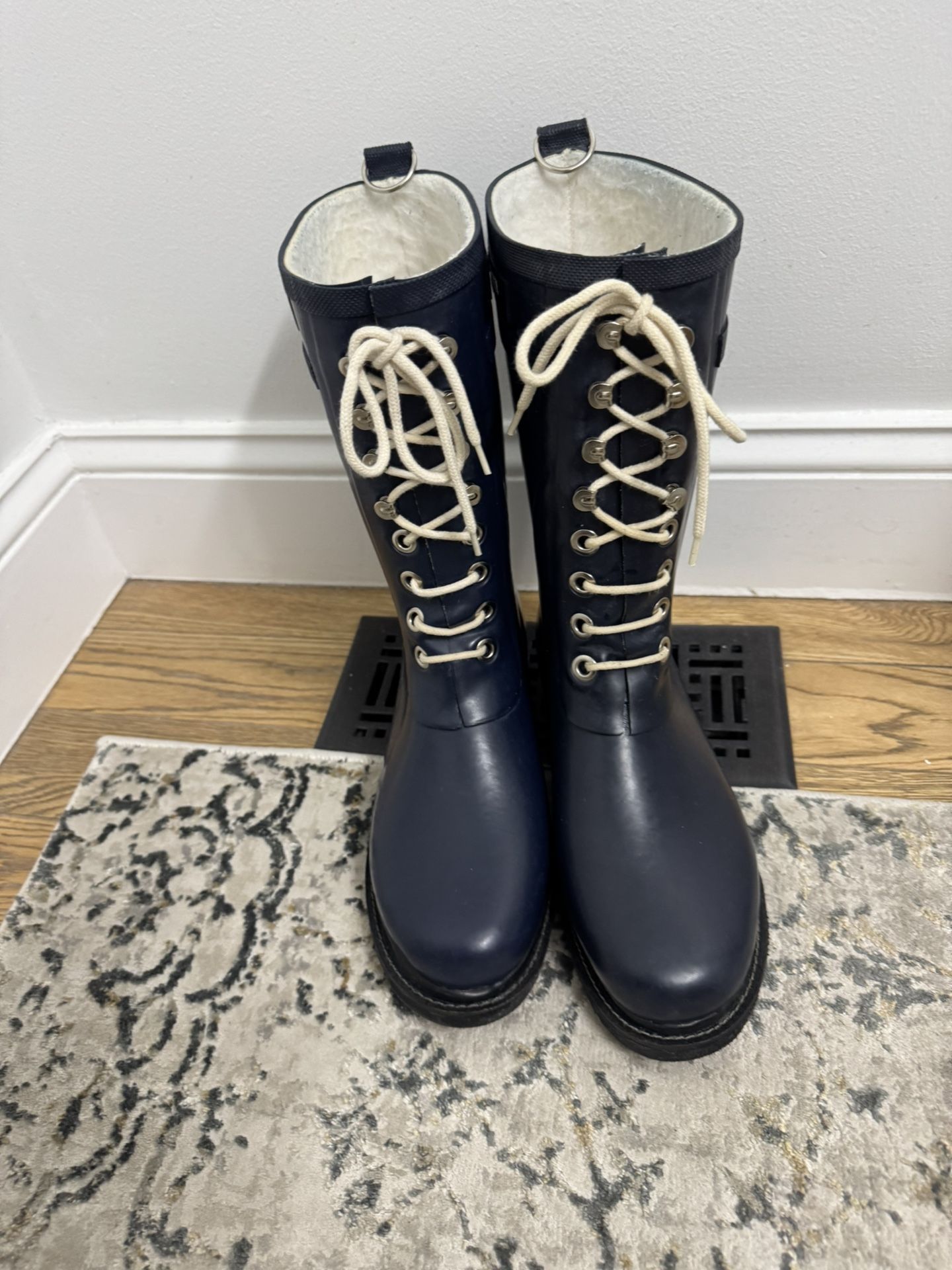 Ilse Jacobsen Womens Boots Rub15 Casual Lace-Up Mid Calf Wellington Rubber Size 40-9,5-10 Like New