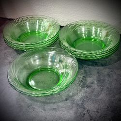 Beautiful Set Of 10 Original  “PYREX” Bowls With Designed Edges For Decor Or Use