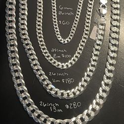 Italian Silver Flat Cuban Curb Chains Different Prices 