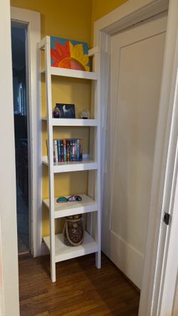 Crate and Barrel white ladder shelf