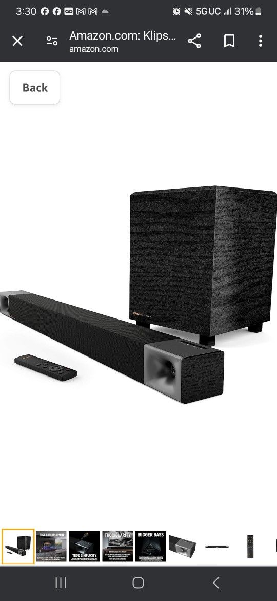 klipsch soundbar with subwoofer cinema 400