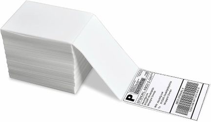 4x6" Thermal Shipping Labels -500 Fanfold Labels - White Perforated, Permanent-Adhesive