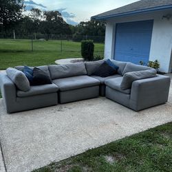 Modular Gray Sectional Cloud Sofa Couch