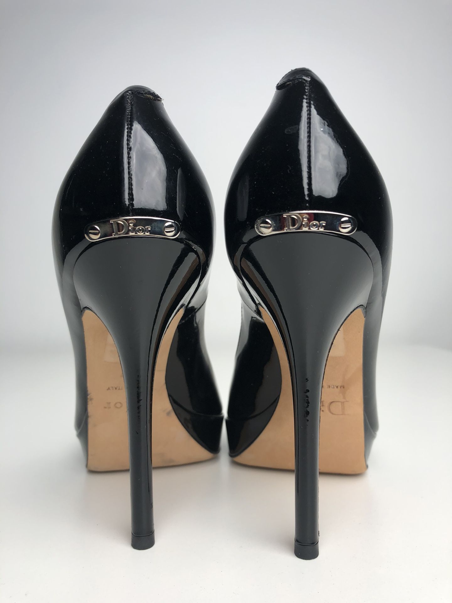 Christian Dior Patent Leather Peep Toe Pumps