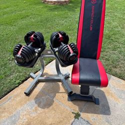 BUNDLE- BOWFLEX/Dumbbells/HD Bench/W/RACK