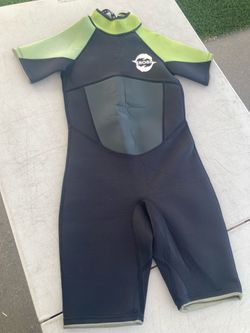 ISOSI WetSuit Diving Beach Summer Ocean Water Black/Green Unisex Child Sz 12 AL2