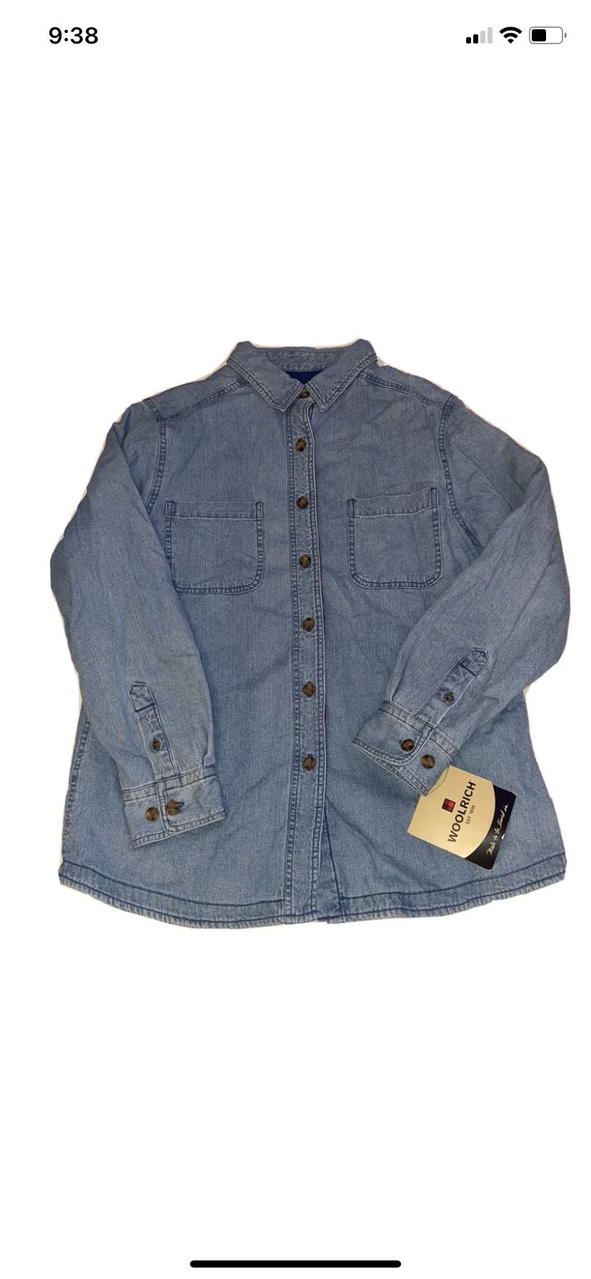 Woolrich Denim Blanket Lined Jean Jacket Opal Vintage Women Small New Tags