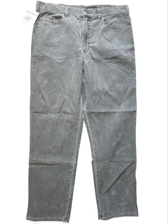 Eddie Bauer Vintage Pigment Corduroy Mens 38x32 Thick Green Wide Leg Nwt