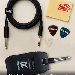 Boss Katana:GO Personal Headphone Guitar Amplifier Bundle with Gearlux Instrument Cable, Picks, and Austin Bazaar Polishing Cloth