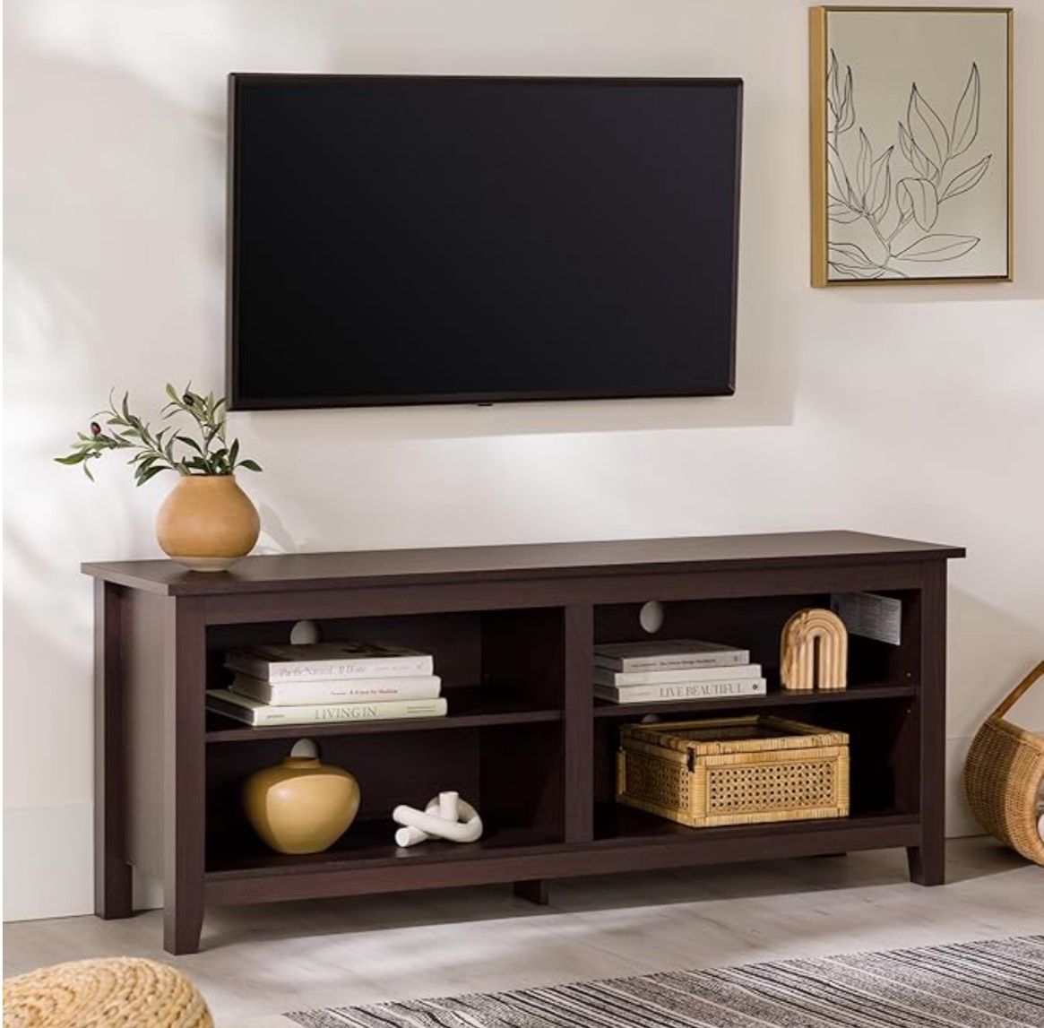 Walker Edison Wren Classic TV Console Entertainment Media Stand with Storage