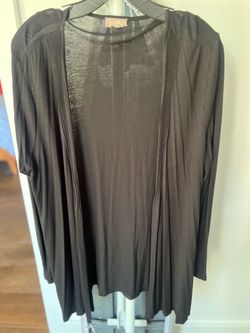 Black Open-Front Cardigan with Pintuck Detail