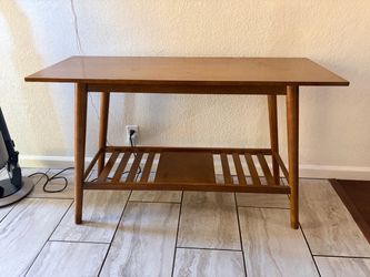 MID-CENTURY MODERN WOOD CONSOLE TABLE WITH SHELF 29.5" HX 47" WX18" D