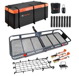 MeeFar Hitch Mount Cargo Carrier Rack Basket 60"X20"X6" With Waterproof Bag
