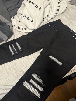 Amiri MX1 Black Jeans White Patches