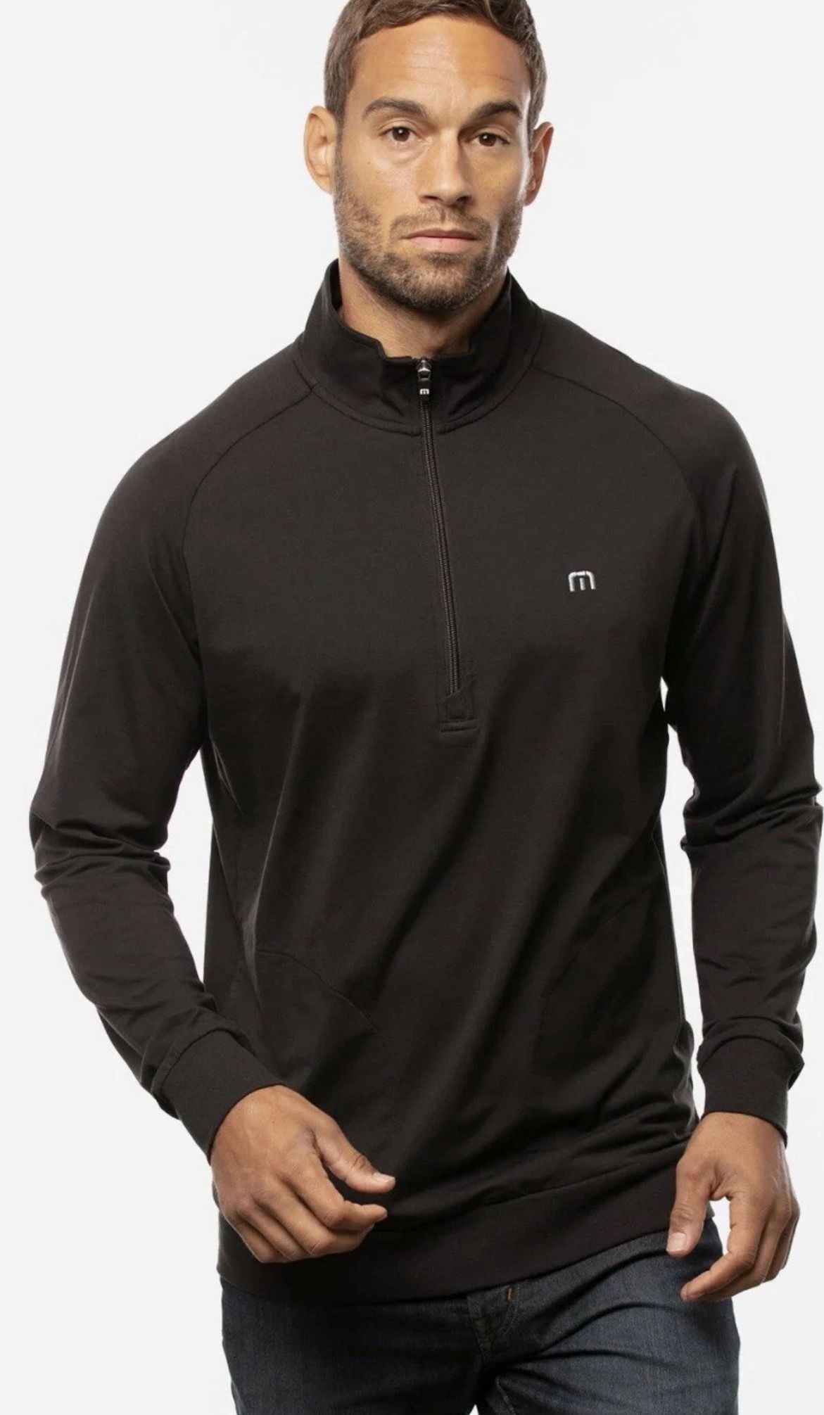 Travis Mathew Zachary Golf Pullover Mens SM Black 1/2 Zip Long Sleeve