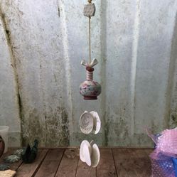 Glazed Decorative Clay Pottery Wind Chime.  Never Hung Out In The Weather  No Cracks Or Chips     Approximately 27”
