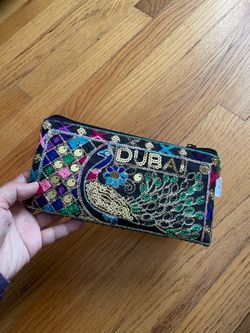 Dubai Style - Peacock Embroidery and Sequin Handbag This commemorative handbag you brought back from Dubai features exquisite peacock embroidery and s