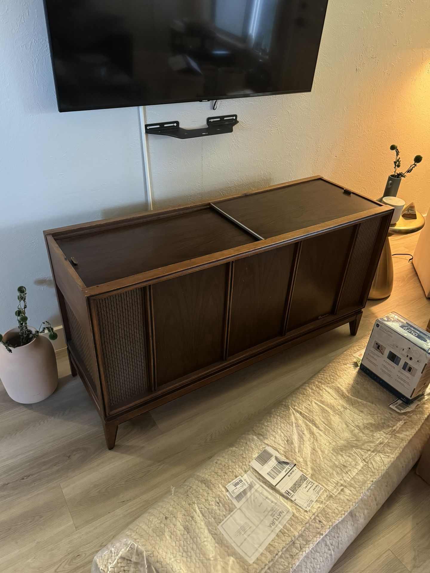 Refinished Record Player Credenza Buffet Sideboard