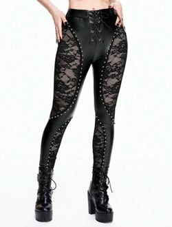 Leather & Lace Skinny Legging Pants