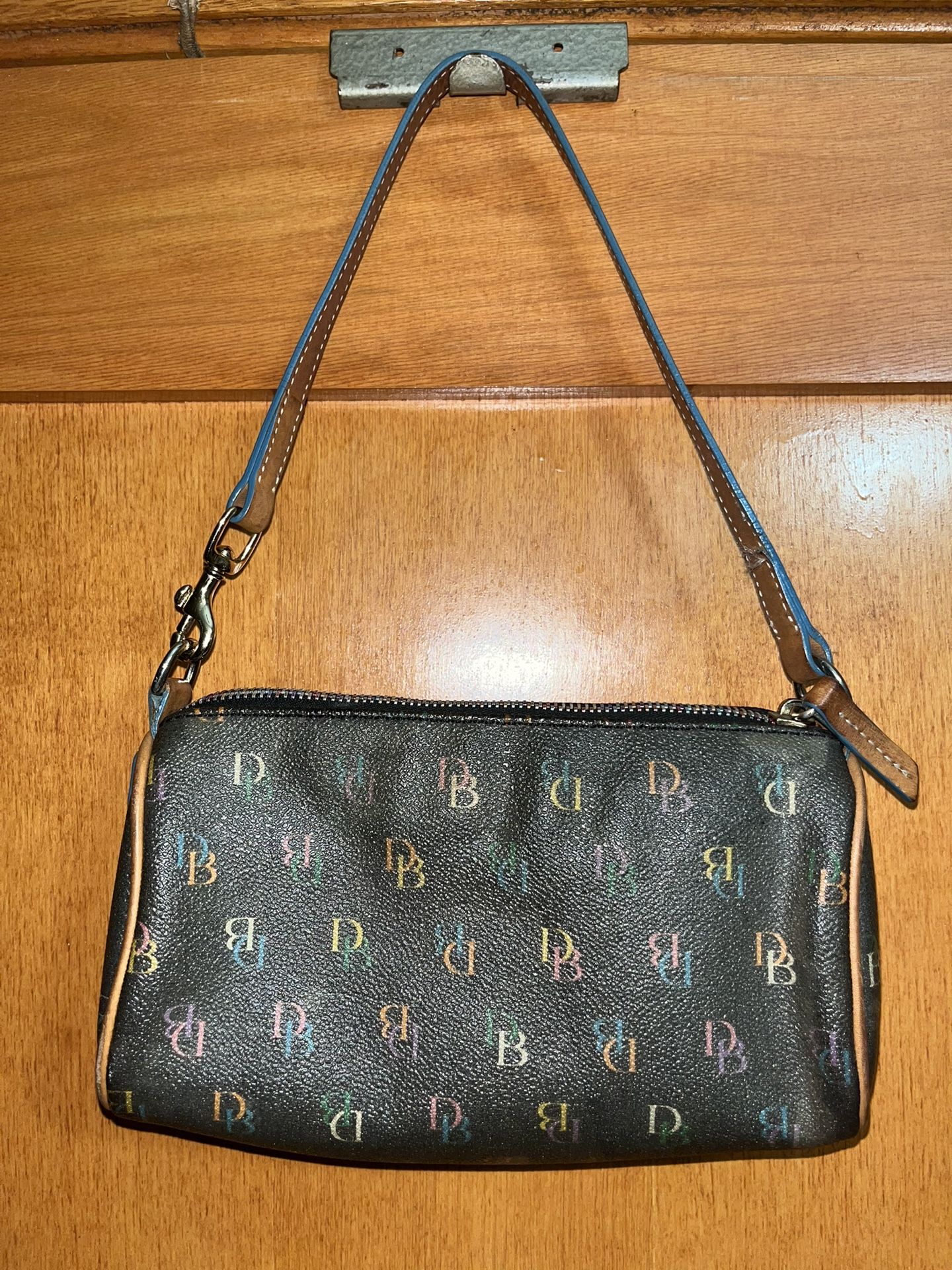 Vintage Y2K Dooney & Bourke Signature Monogram Leather Small Shoulder Bag