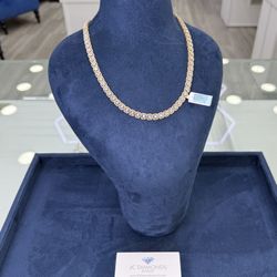 Chain White And Yellow Gold 8 Mm Diamonds Real 10k Gold