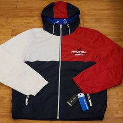 Náutica Windbreaker Hoodie Jacket Size M For Men 