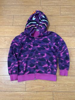 Purple bape double hoodie