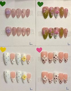 Handmade Press-On Nail Sets with 3D Designs