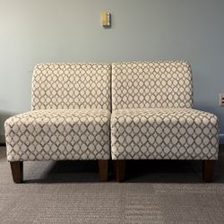 Armless Lounge Chairs (Set of 2) – Upholstered Seating with Geometric Pattern