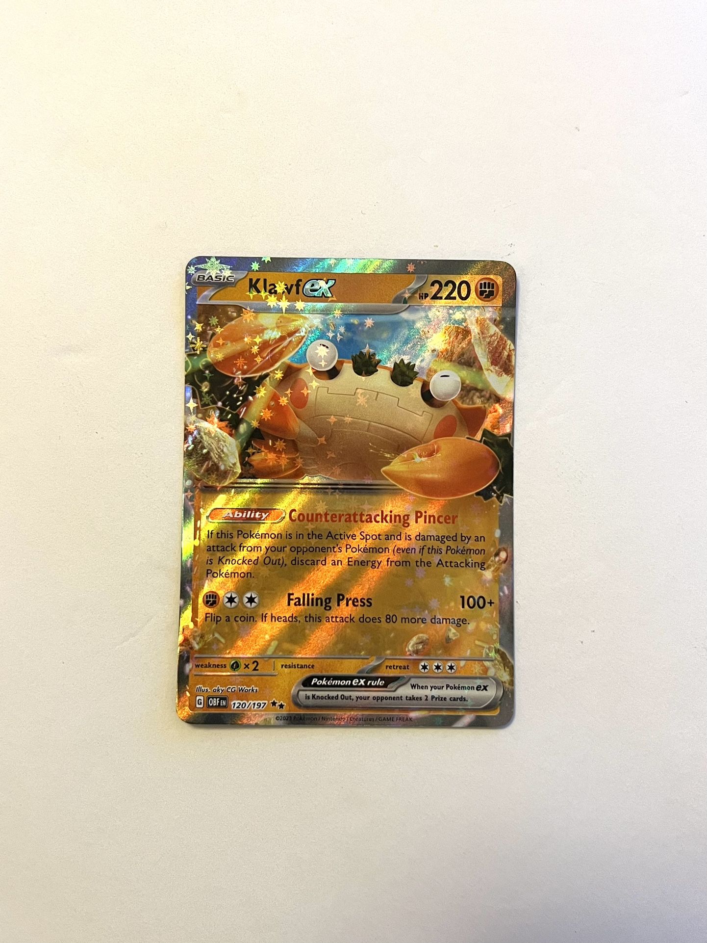 Klawf ex 120/197 - Holo Double Rare - Obsidian Flames - Pokemon - M NM