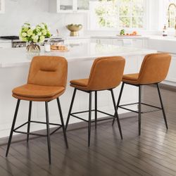 Set Of 3, Double- Layer Counter Height Bar Stools