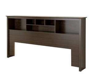 Prepac King pine wood storage bed frame