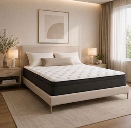 King Size Mattress, 14 Inch Hybrid Memory Foam Mattress in a Box, Pressure Relief, I-30