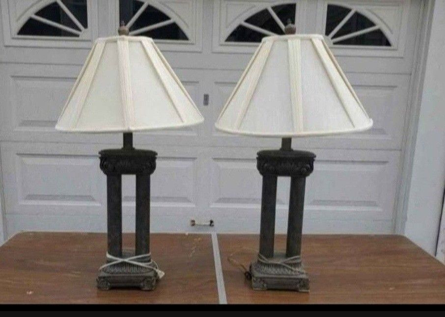 2 Large Vintage Iron Lamps 