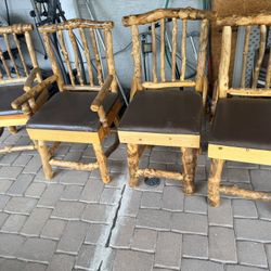 handmade rustic white cedar log dining chairs