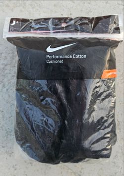 Nike Mens Performance Cushioned Cotton Black Socks (6-pack, Size: L)