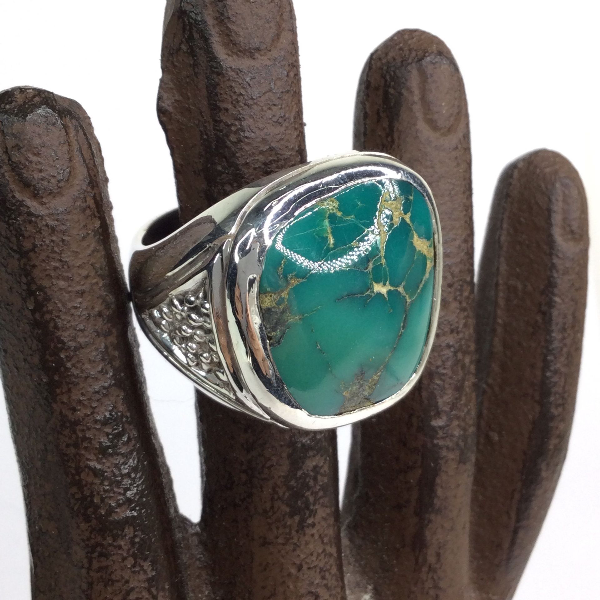Sterling Silver Large Natural Chrysocolla Ring