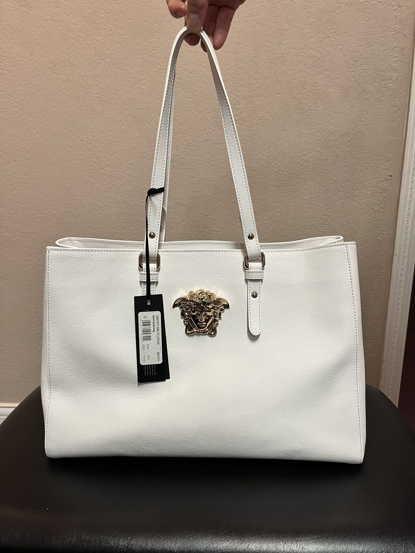(NEW) Versace White Leather Bag
