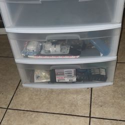 Sterilite Storage Drawer, 3 Drawer Wide Plastic Storage Cart with Clear Pull Out Drawers, White