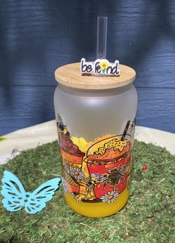 Bee Kind Glass Cup