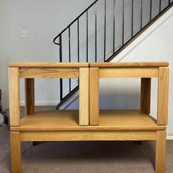 Mid-Century Modern Solid Oak Coffee Table Set (3-Piece) – Scandinavian Style