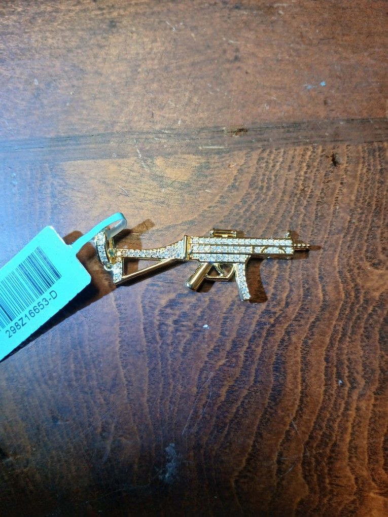 New 18k Gold Plated Over Silver Mp5 Pendant