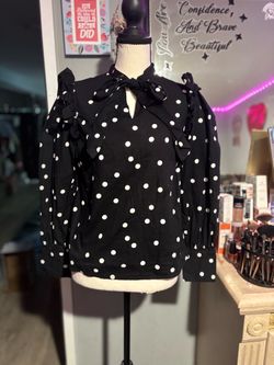 New Look pokeadot blouse with bow detail