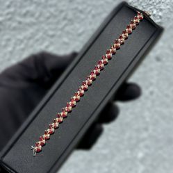 Antique Jewelry 14k Solid yellow Gold Ruby stone natural diamond 6.50CTW  Bracelet 7.00” 8.00mm