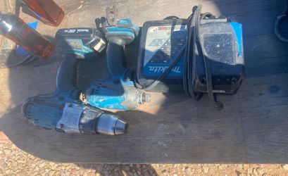 Makita Hammer Drill And Impact Set With Charger And Two Batteries